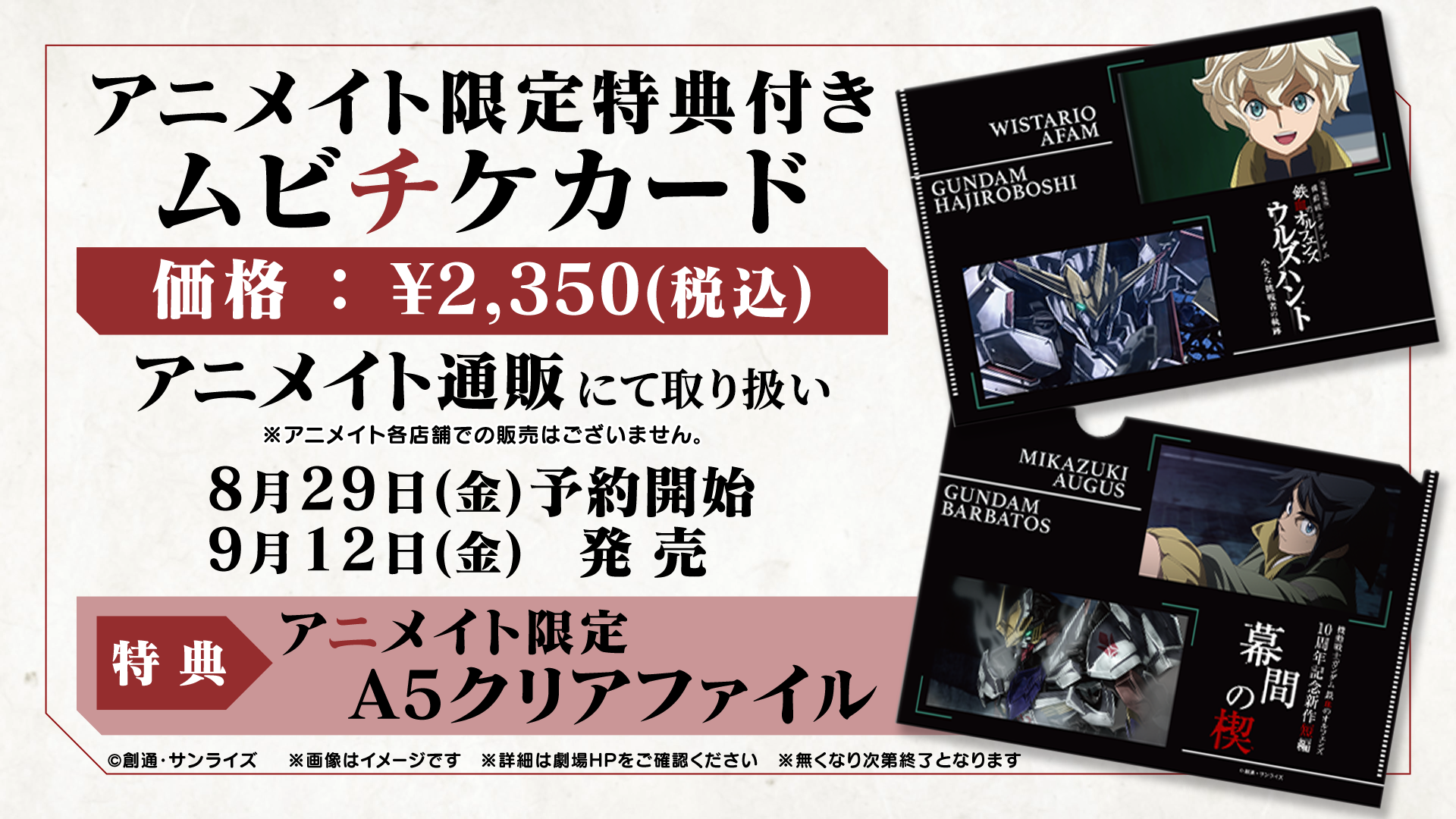 アニメイト限定A5クリアファイル付きムビチケ前売券(カード)